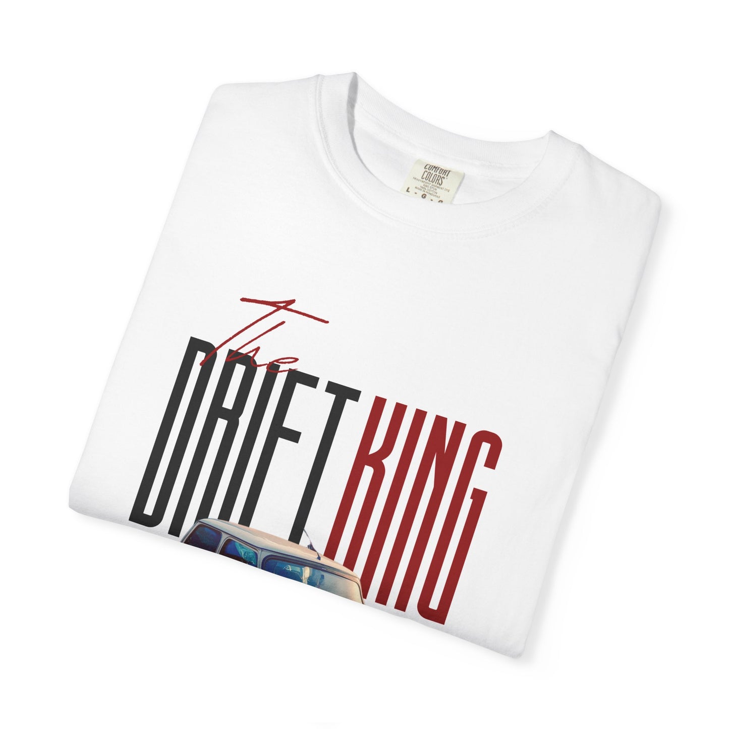 Drift King Unisex Garment-Dyed T-shirt, Retro Car Tee, Gifts for Car Enthusiasts, Casual Wear, Vintage Style Shirt, Perfect for Festivals