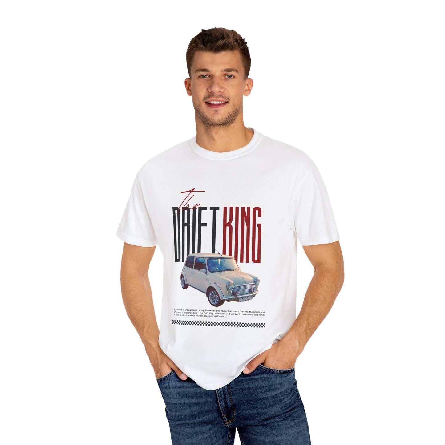 Drift King Unisex Garment-Dyed T-shirt, Retro Car Tee, Gifts for Car Enthusiasts, Casual Wear, Vintage Style Shirt, Perfect for Festivals